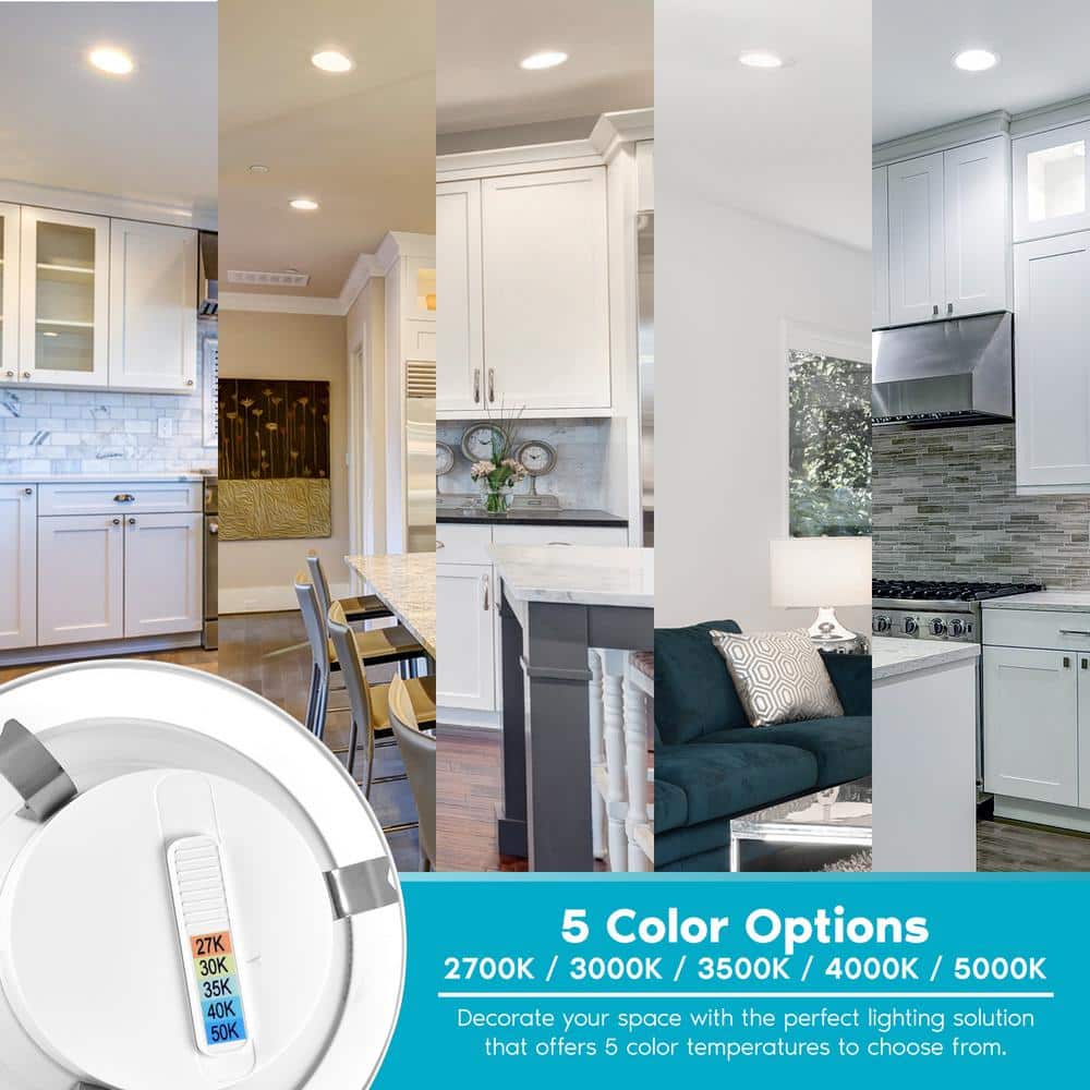 4-Inch White Aluminum Dimmable LED Recessed Lighting Kit