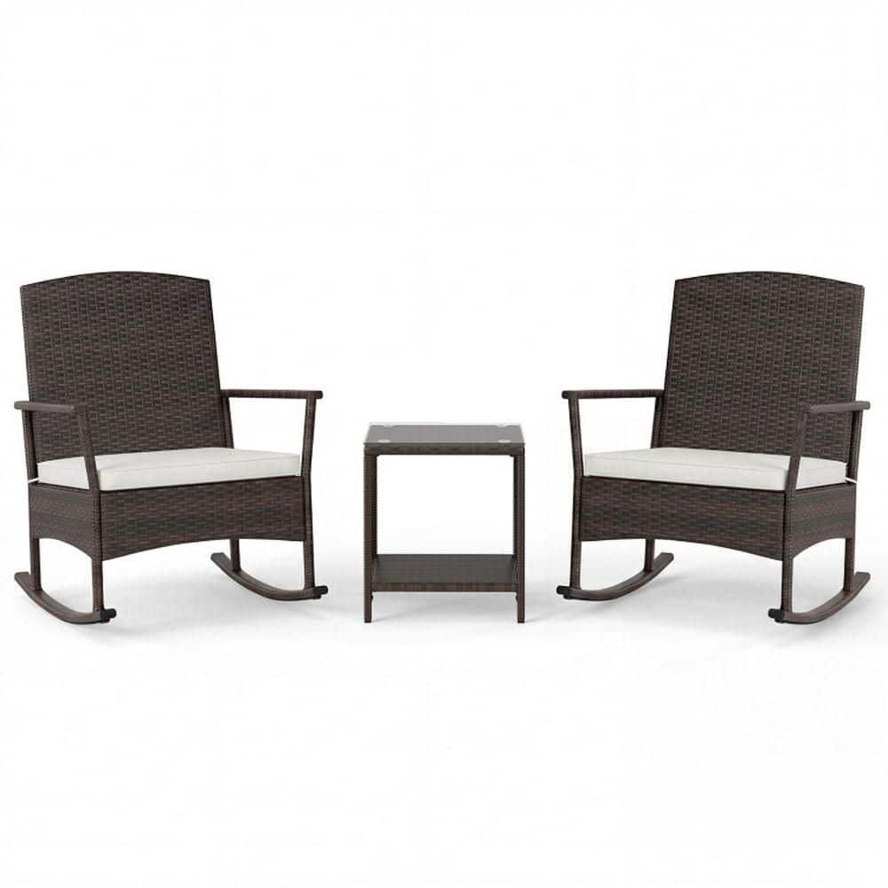 3-Piece Wicker Patio Conversation Set with White Cushions price history on PriceWatchPro