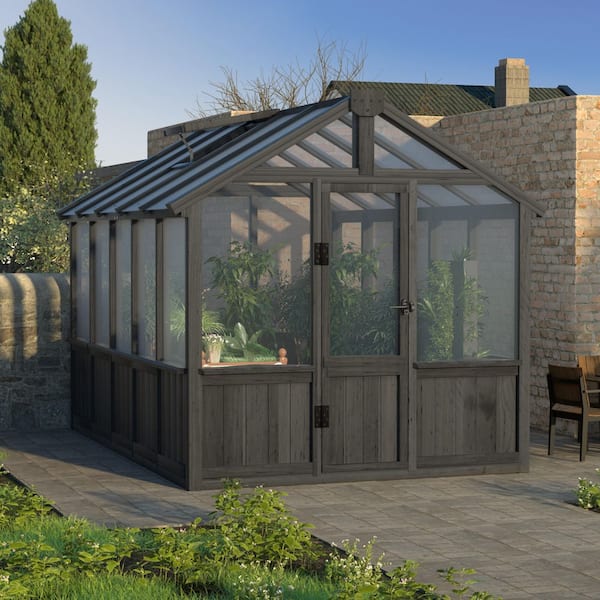 VEIKOUS 6 ft. x 10 ft. Cedar Wood Black Garden Plant Greenhouse