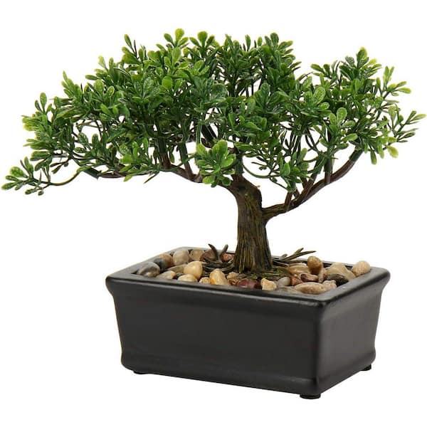 Artificial Juniper Bonsai Tree Indoor Faux Plant with Ceramic Pot for Table  Office Desk Shelf Bedroom Decor 59C1124D2106 - The Home Depot