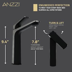 Single-Handle Single-Hole Bathroom Vessel Sink Faucet with Pop-Up Drain in Matte Black and Brushed Nickel