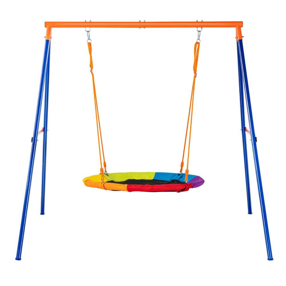 VEVOR Swing Sets for Backyard, 440 lbs. Load Capacity Swing Set 40 in. Saucer Swing Seat with Adjustable Rope Easy to Assemble