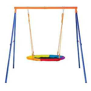 Swing Sets for Backyard, 440 lbs. Load Capacity Swing Set 40 in. Saucer Swing Seat with Adjustable Rope Easy to Assemble