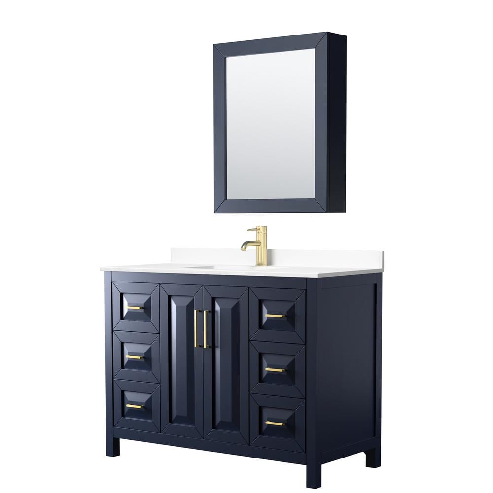 Daria 48 in. W x 22 in. D Single Vanity in Dark Blue with Cultured Marble Vanity Top in White with Basin and Med Cab price history on PriceWatchPro