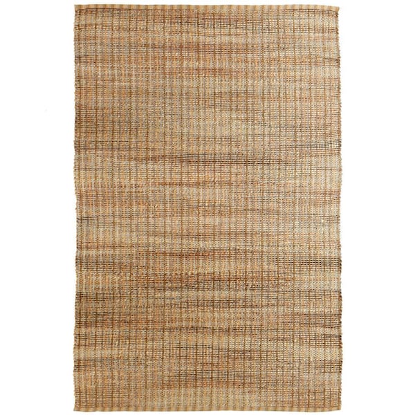 Unbranded Contemporary Natural Beige/Orange 7 ft. 9 in. x 9 ft. 9 in.  Jute Blend Indoor Area Rug