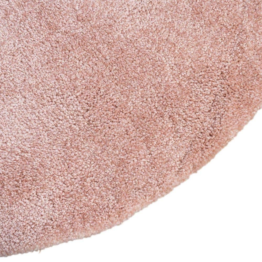 Pink Round Shag Synthetic Easy Care Rug