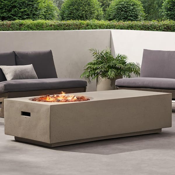56 in. Light Gray Rectangular Propane Outdoor Fire Pit