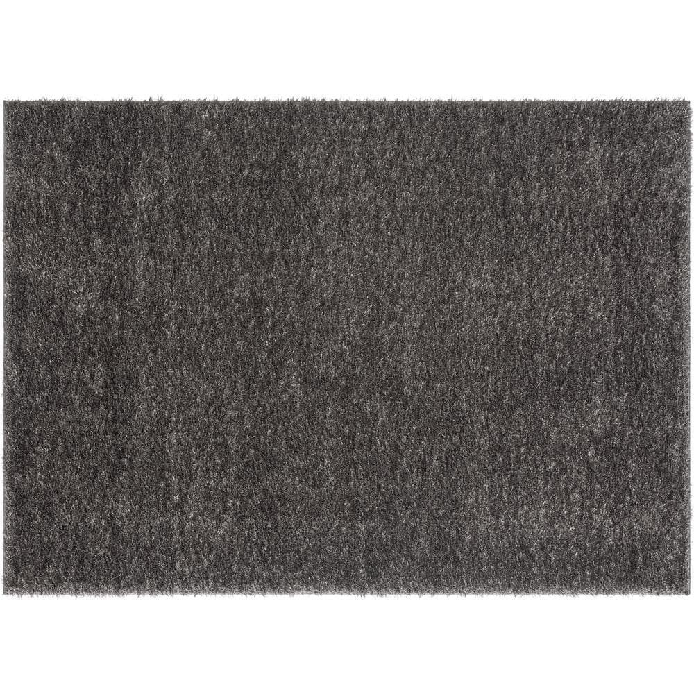 LUXE WEAVERS Plush Collection Charcoal 5x7 Fuzzy Solid Shag ...