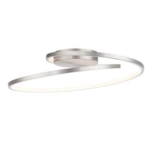 Marques 22 in. 1-Lighting Brushed Nickel LED Flush Mount