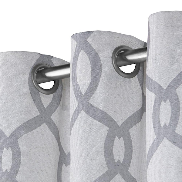 Kochi Dove Grey Ogee Light Filtering Grommet Top Curtain, 54 in. W x 63 in. L (Set of 2)