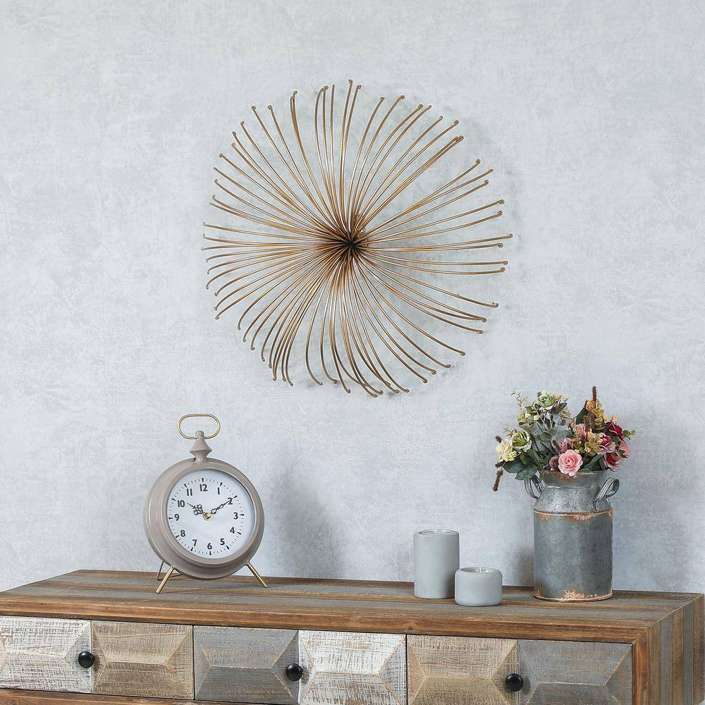 Gold Abstract Flower Metal Wall Sculpture