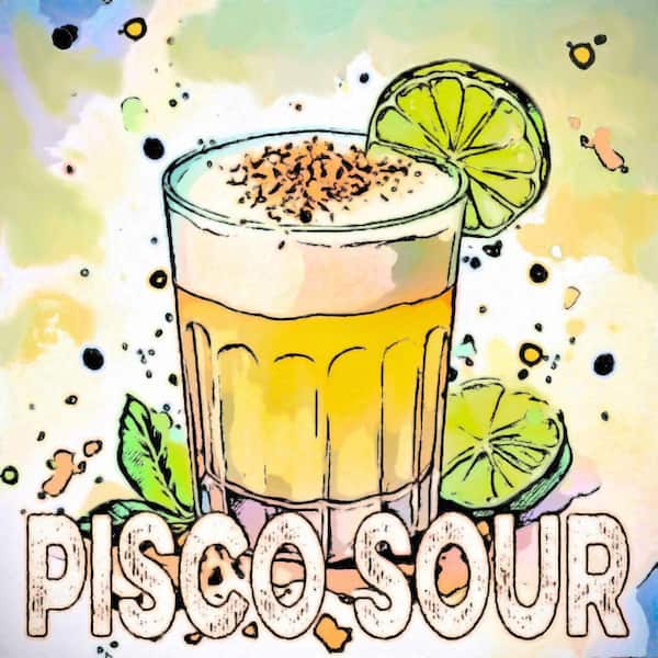 VENICE BEACH Collections Pisco Sour Cocktail by Grotto Studios 1 Piece Unframed Graphic Print Abstract Poster Art Print 16 in. x 16 in.