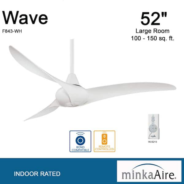 Minka Aire F843-WH Wave White 52" Ceiling Fan with Remote Control 