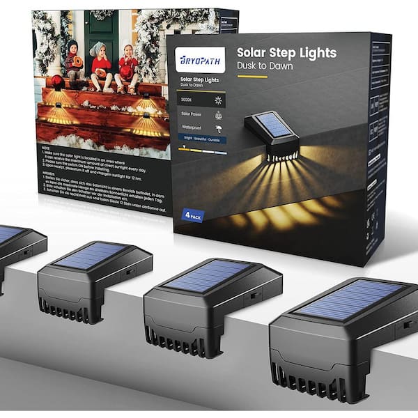 Series 3000 Lumen 7.28 in. Low Voltage Black Integrated LED Not Powered Deck Rail Light 4-Pack