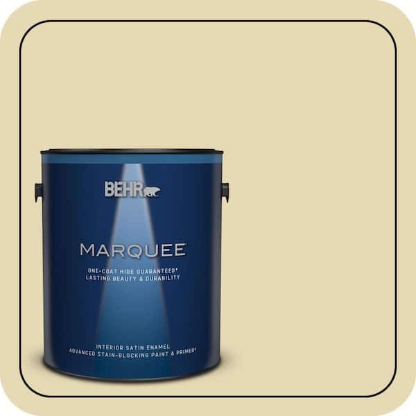 BEHR MARQUEE 1 gal. #MQ3-42 Honey Mist One-Coat Hide Satin Enamel Interior Paint & Primer