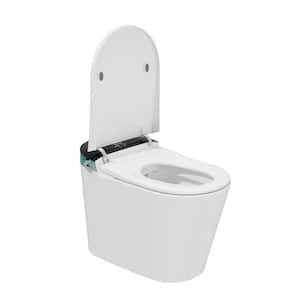 Toilet 1.28 GPF Elongated Smart Dual Flush Toilet in White with Auto Mode, Digital Display, Massage Cleaning (1-Piece)