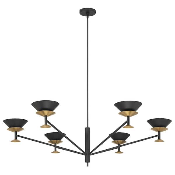 Tremolo 48-inch 6-light Textured Black and Champagne Gold Chandelier