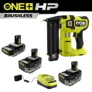 ONE+ 18V HIGH PERFORMANCE Kit w/ (2) 4.0 Ah Batteries, 2.0 Ah Battery, Charger, & ONE+ HP Brushless Brad Nailer