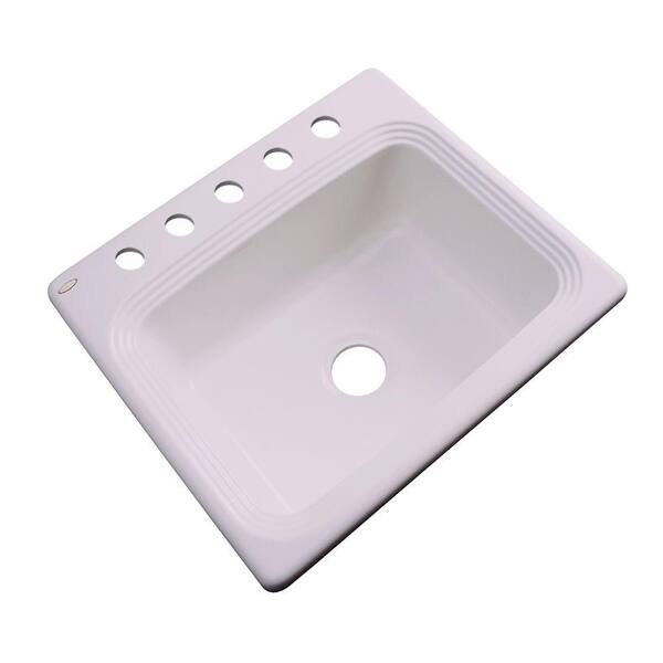 Thermocast Rochester Drop-In Acrylic 25 in. 5-Hole Single Bowl Kitchen Sink in Innocent Blush