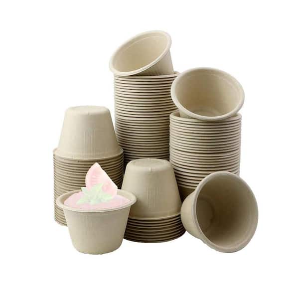 2.95 in. Natural White Fiber Bowls (100/Case), Microwavable, Eco-Friendly Disposable Snack, Sauce, Ice Cream Foam Cups