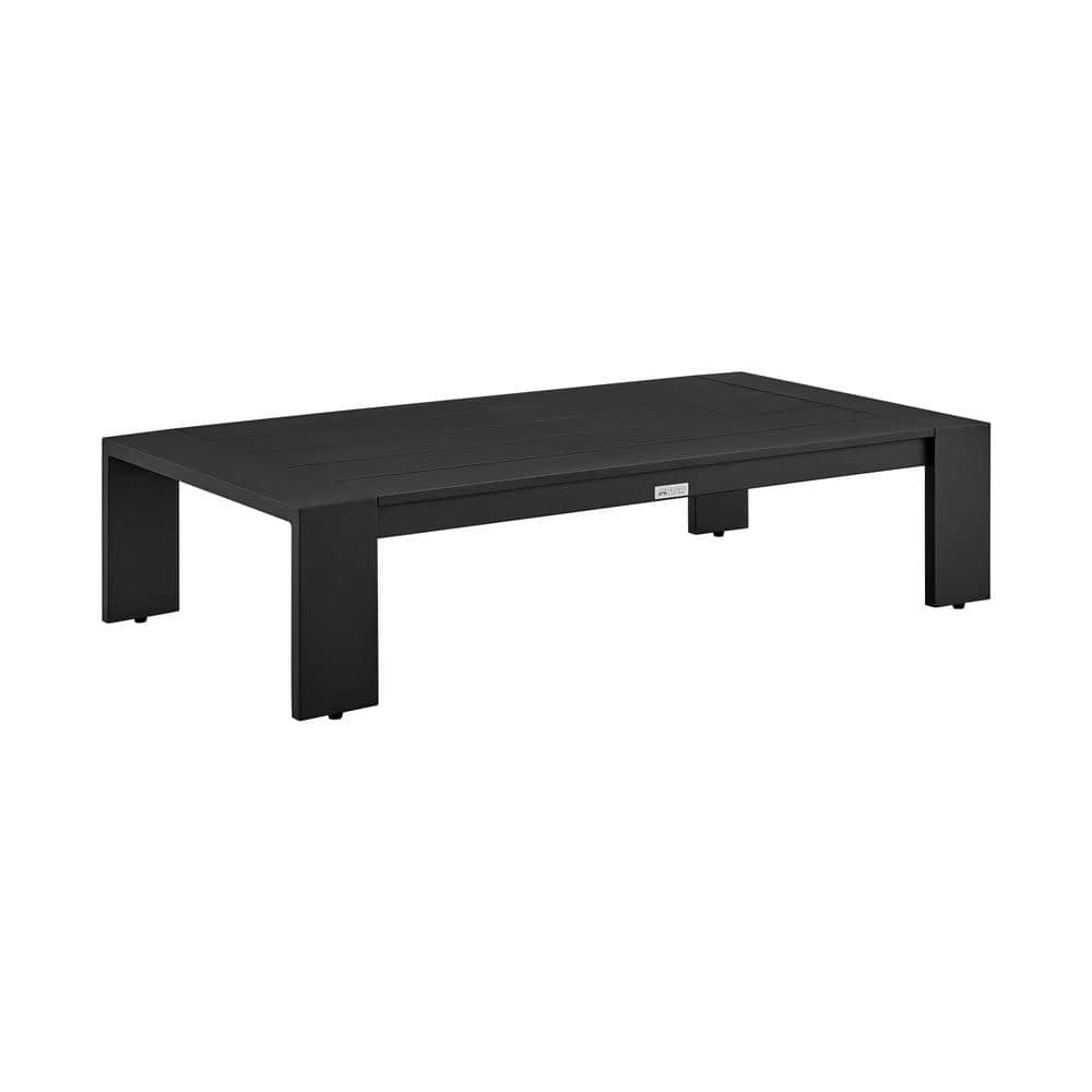 Koda Black Aluminum Outdoor Coffee Table with Gray Cushions