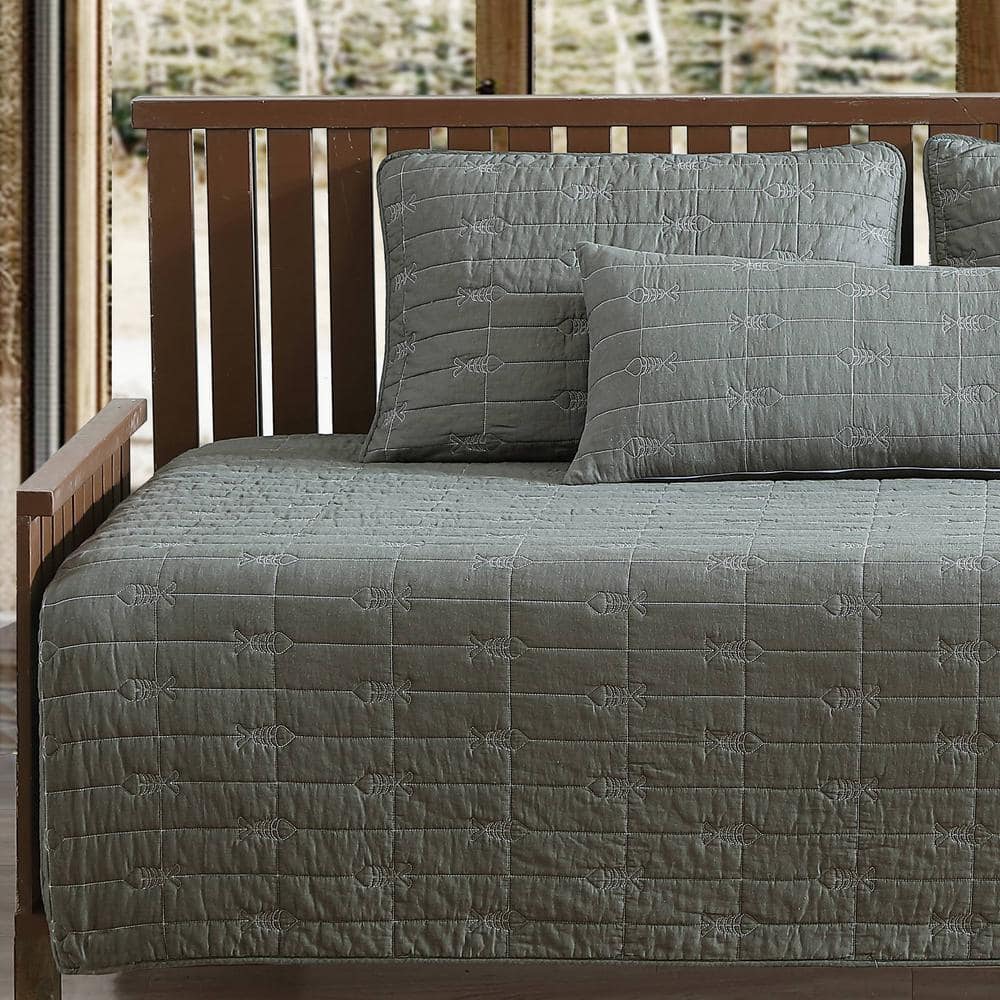 Sage Green Cotton Reversible Kids Daybed Set