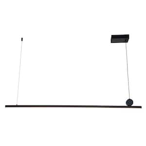 24-Watt 1-Light Black Statement Modern Linear Minimalist Kitchen Island Dimmable LED Pendant Light