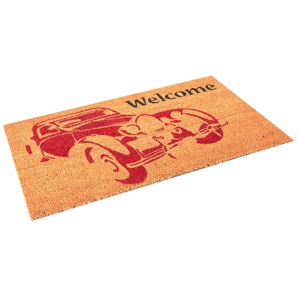 Vintage Car 30 in. x 18 in. Coir Door Mat