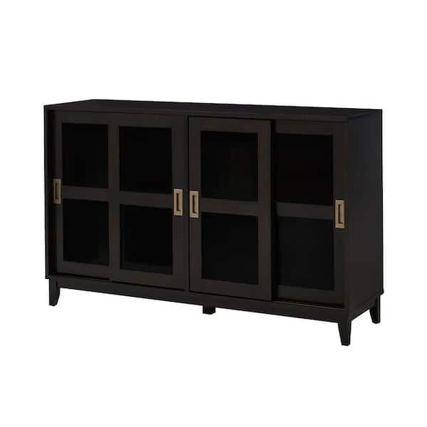 Home Decorators Collection Canonbury Ebony Brown Wood Buffet Table with Glass Doors (55.30 in. W x 34 in. H)
