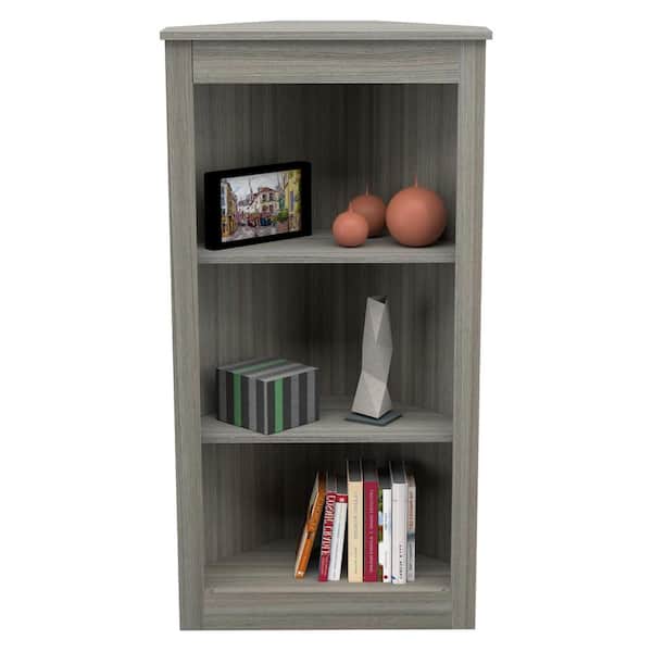 Smoke Oak Wood 3 Shelf Corner Bookcase, Better Homes And Gardens Glendale 3 Shelf Bookcase