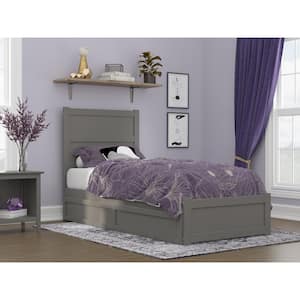 NoHo Grey Twin Extra Long Bed with Footboard and Twin Extra Long Trundle