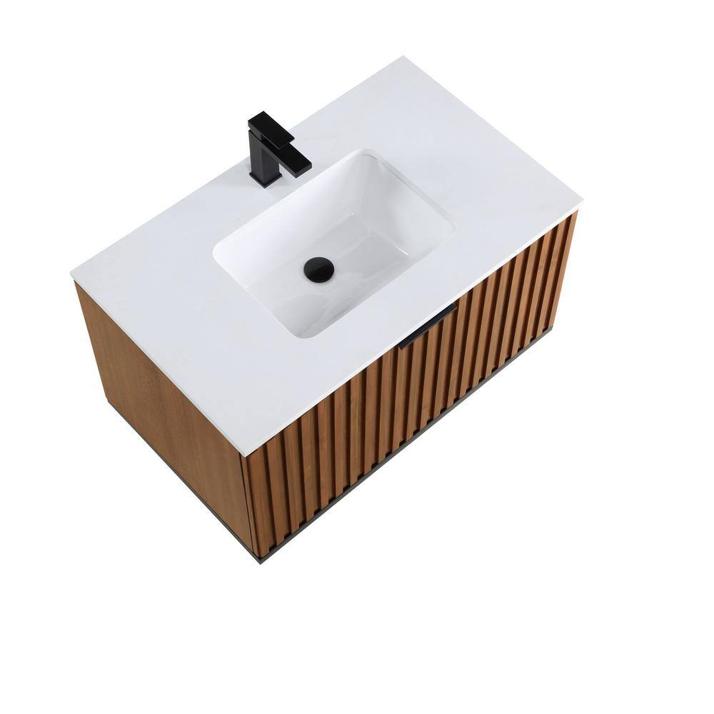 Terra 36'' Walnut and White Granite Single Bathroom Vanity