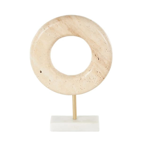 Litton Lane White 8 in. x 12 in. Geometric Ceramic Marble Sculpture