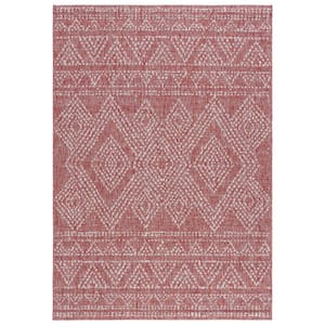 Courtyard Red/Beige 5 ft. x 8 ft. Striped Geometric Indoor/Outdoor Area Rug