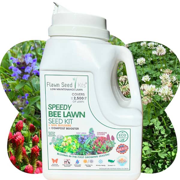 Flawn Seed Kits Speedy Bee Lawn Flower Seed, Easy Spread Shaker, Low Mnt, Pet, Kid, Eco-Friendly, Regenerative, Covers Up to 2,500 Sqft.