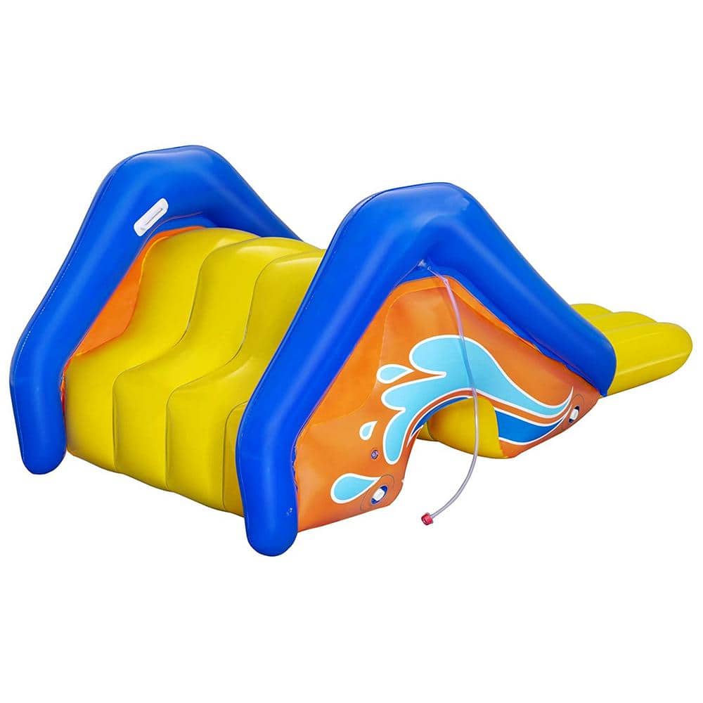 Giant Yellow and Blue PVC Inflatable Pool Water Slide with Sprinkler