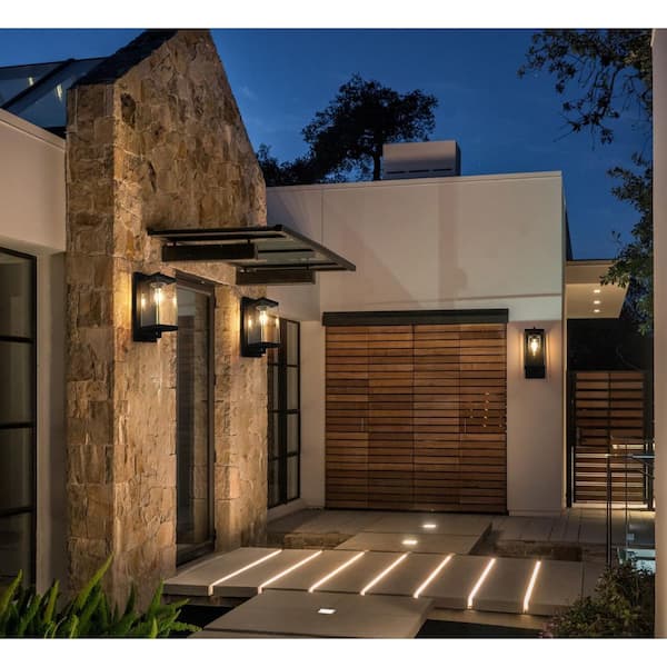 17 in. Black Outdoor Hardwired Wall Sconce with No Bulbs Included