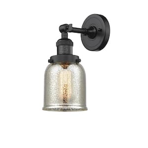 Franklin Restoration Small Bell 5 in. 1-Light Oil Rubbed Bronze Wall Sconce with Silver Plated Mercury Glass Shade
