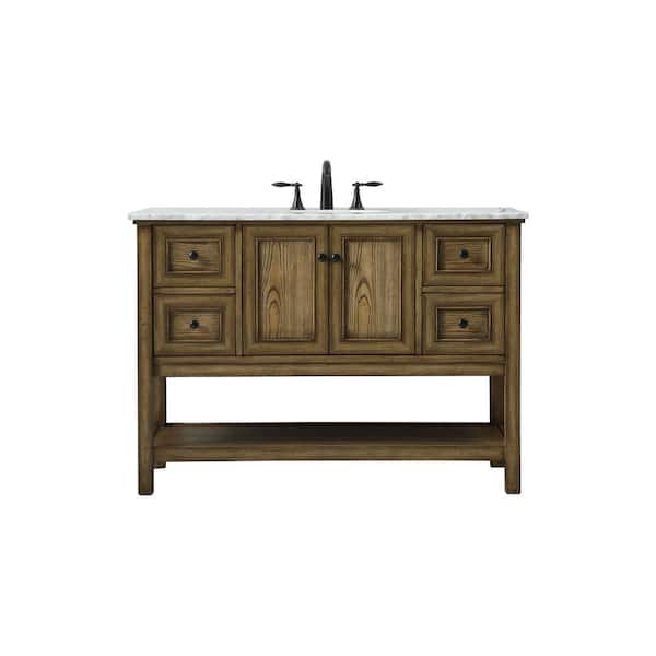 Unbranded Timeless Home 48 in. Single Sink Driftwood Bath Vanity with Carrara White Marble Top