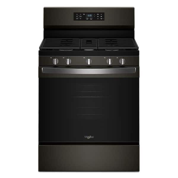 30 in. 5 Burners Freestanding Gas Range in Black Stainless with Air Cooking Technology and Steam Clean
