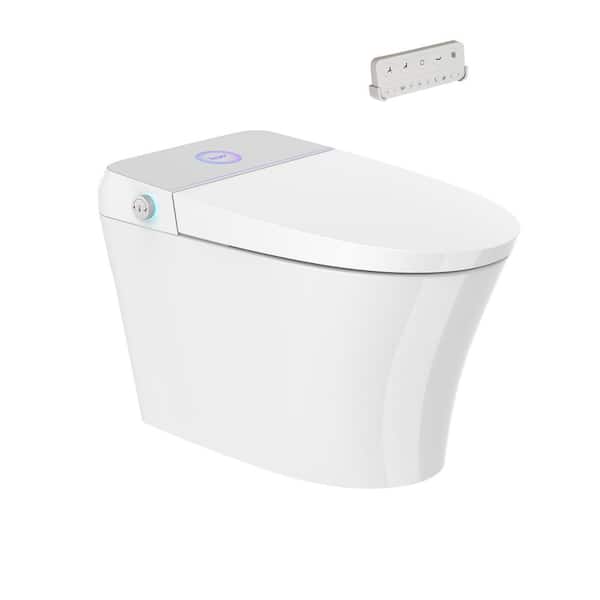 Elongated 1.27 GPF Smart Toilet Bidet in White with Adjustable Sprayer Settings, Deodorizing, Remote, Soft Close