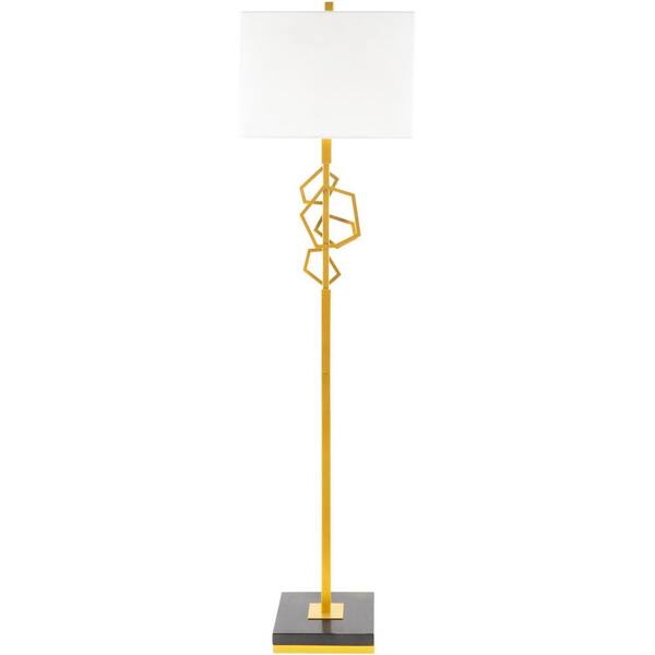 Artistic Weavers Chill 60 in. Brass Indoor Floor Lamp with White Rectangle Shaped Shade