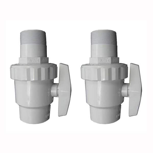 HAYWARD 1 in. to 1/2 in. FIP Pipe and 1-1/2 in. MIP ABS Trimline 2-Way Ball Valve for Pools(2-Pack)