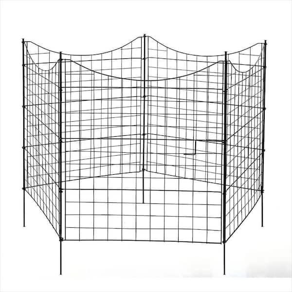 39 in. H Garden Series Black Metal Panel Fencing for Yard Patio Decorative Animal Barrier 5-Pack