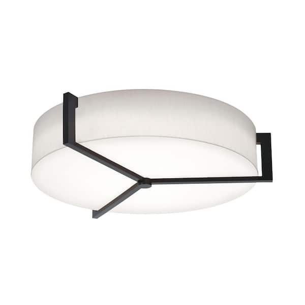 AFX 27.15 in. 42-Watt Integrated LED Flush Mount with White Fabric Shade