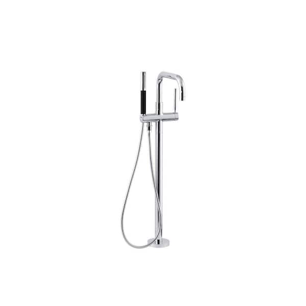 KOHLER Purist Single-Handle Floor Mount Roman Tub Faucet with Handshower in Polished Chrome