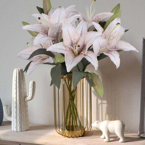 Angel Sar Vintage 20.86 in. White Silk Indoor Artificial Lily