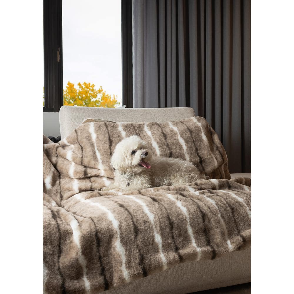 Dayton Beige Rabbit Faux Fur 50" x 60" Throw Blanket