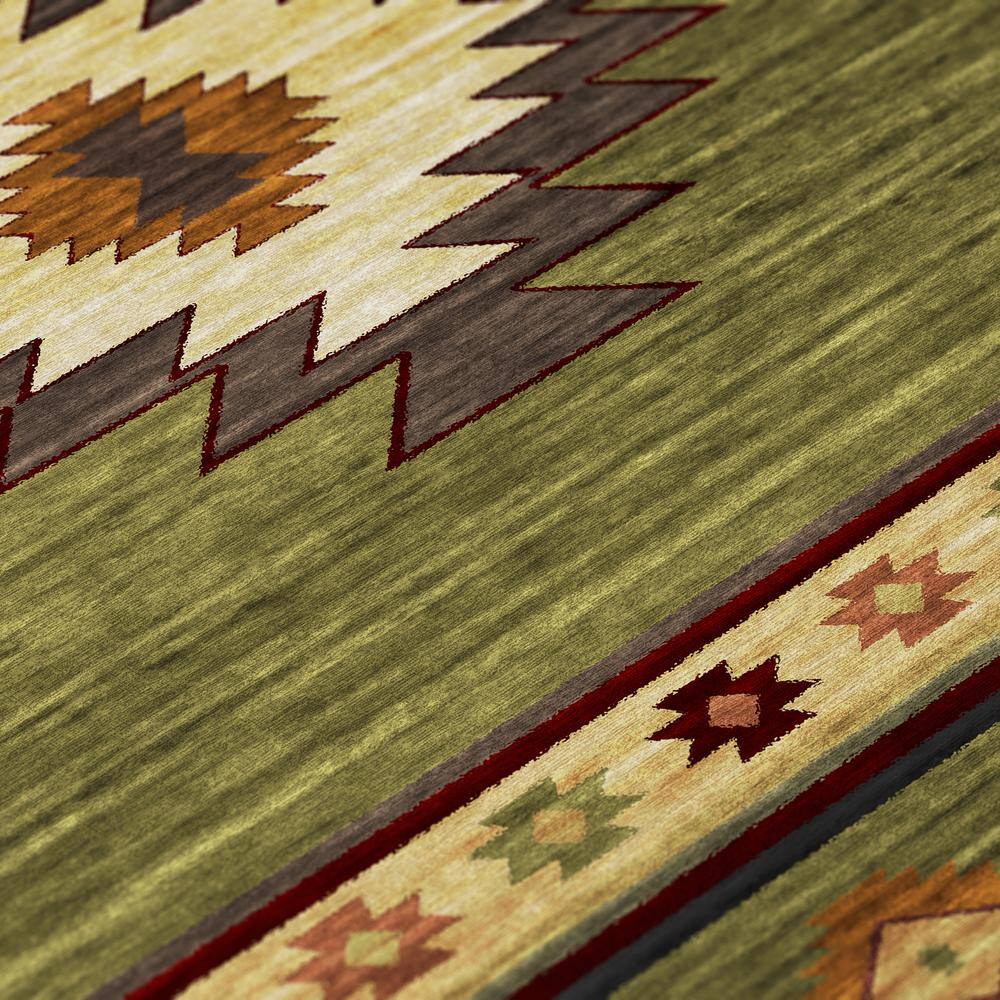 Sonora Green Southwestern Washable 10' x 14' Rug