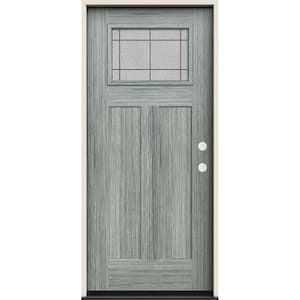 36 in. x 80 in. Left-Hand 1/4 Lite Craftsman Dilworth Decorative Glass Stone Fiberglass Prehung Front Door